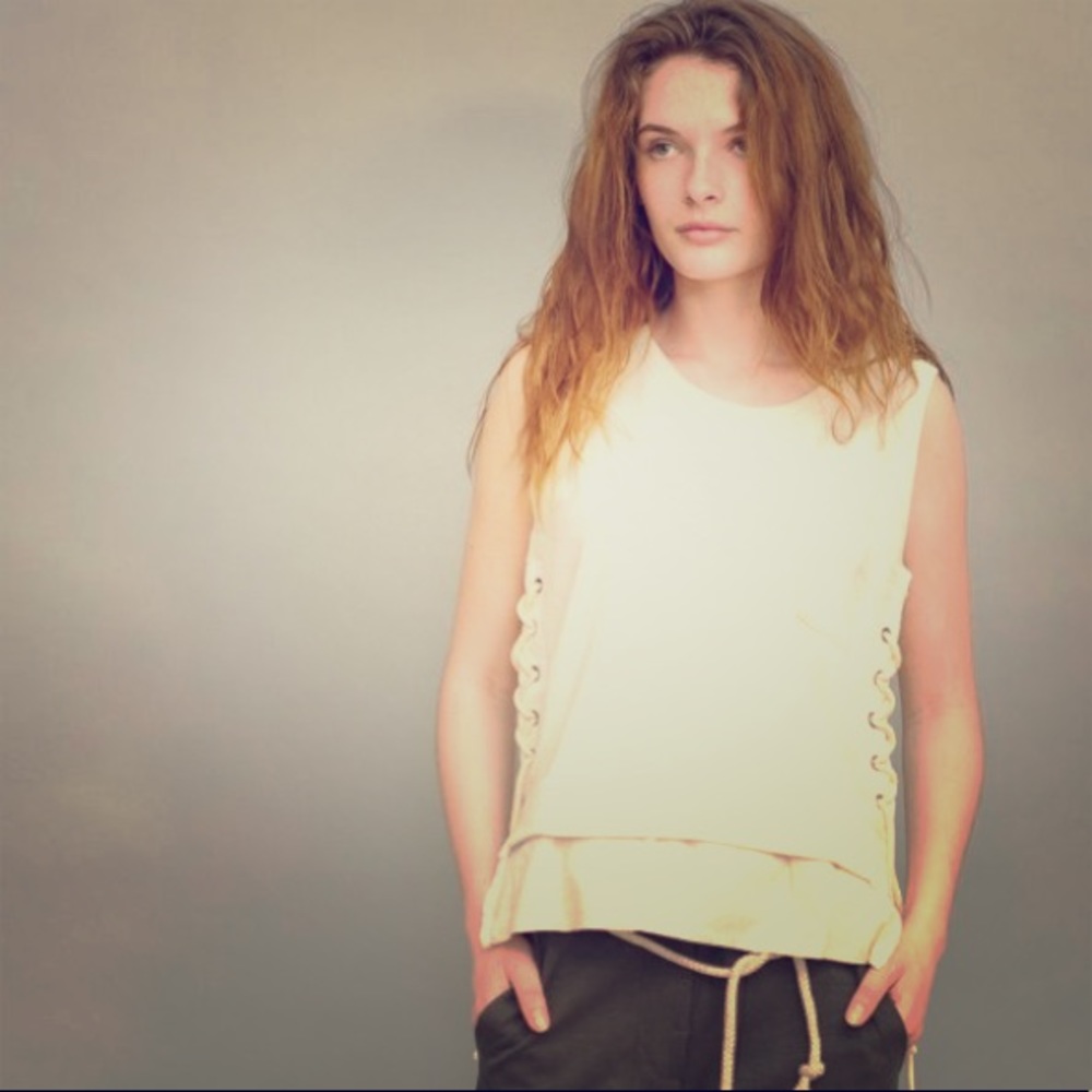 Grey State Lace up side tie sweatshirt tank